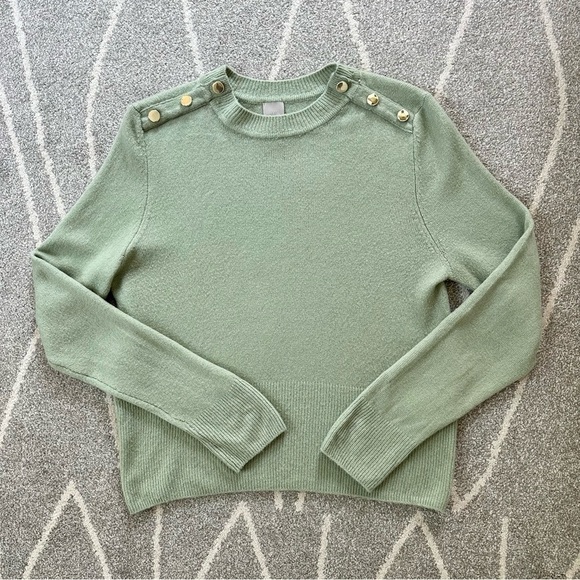 H&M Mint Green Soft Brushed Oversized Sweater with Shoulder Button Detail - Picture 1 of 5